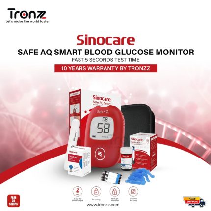 Sinocare Safe AQ Smart Glucometer Blood Glucose / Sugar Test Meter Diabetes Test Machine Blood Glucose Monitoring System | 25 Pcs free strips | 10 Years brand warranty by TRONZZ